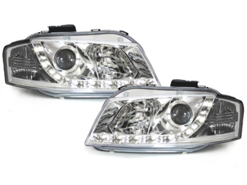 DAYLINE Headlights suitable for Audi A3 8P (05.2003-03.2008) DRL Chrome