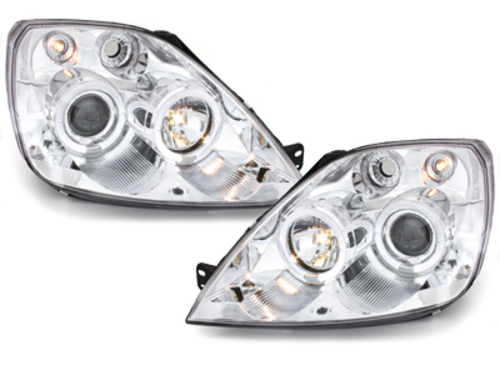 Headlights suitable for Ford Fiesta MK6 (05.2002-08.2005) Angel Eyes 2 Halo Rims Chrome