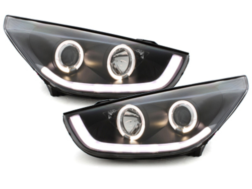 Headlights LED Angel Eyes suitable for HYUNDAI IX35 (2010-2013) Black TUBE LIGHT