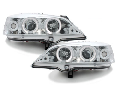Headlights suitable for Opel Astra G (1998-2004) Angel Eyes 2 Halo Rims Chrome