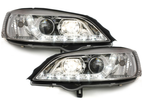 DAYLINE Headlights suitable for Opel Astra G (09.1997-02.2004) DRL Chrome