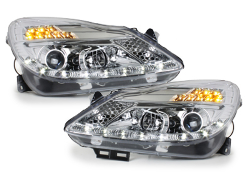 DAYLIGHT Headlights suitable for Opel Corsa D (04.2006-2011) LED DRL Chrome