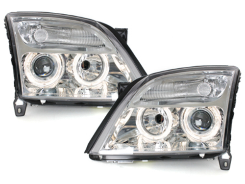 Headlights suitable for Opel Vectra C (04.2002-08.2005) 2 Halo Rims Chrome