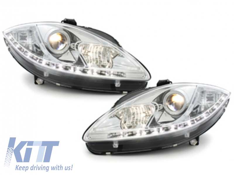 DAYLINE Headlights suitable for SEAT Leon 1P1 (2005-2009) DRL Optic Chrome