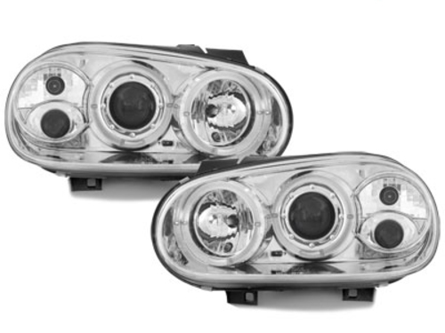 Headlights suitable for VW Golf IV 4 (1997-2004) 2 Halo Rims Angeleyes Chrome