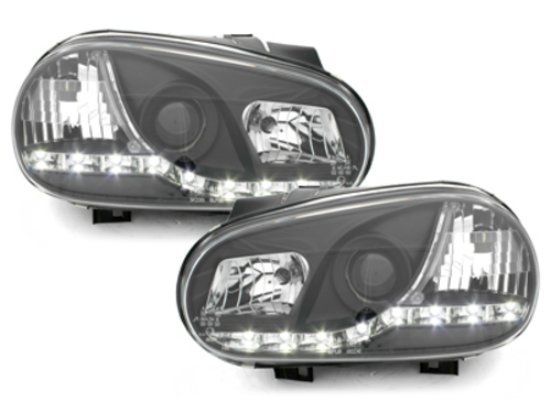 DAYLINE Headlights suitable for VW Golf IV 4 (09.1997-09.2003) DRL Black