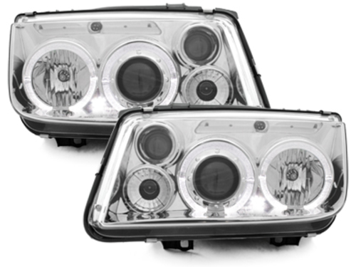 Headlights suitable for VW Bora (1998-2005) Angel Eyes 2 Halo Rims Chrome