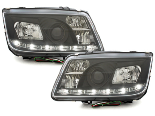 DAYLINE Headlights suitable for VW Bora (09.1998-05.2005) DRL Black