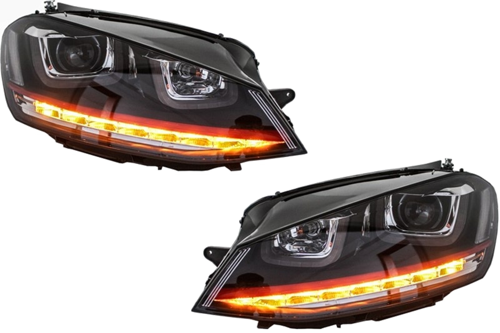 Fényszórók 3D LED DRL VW Golf 7 VII (2012-2017) RED R20 GTI Look LED irányjelzőhöz