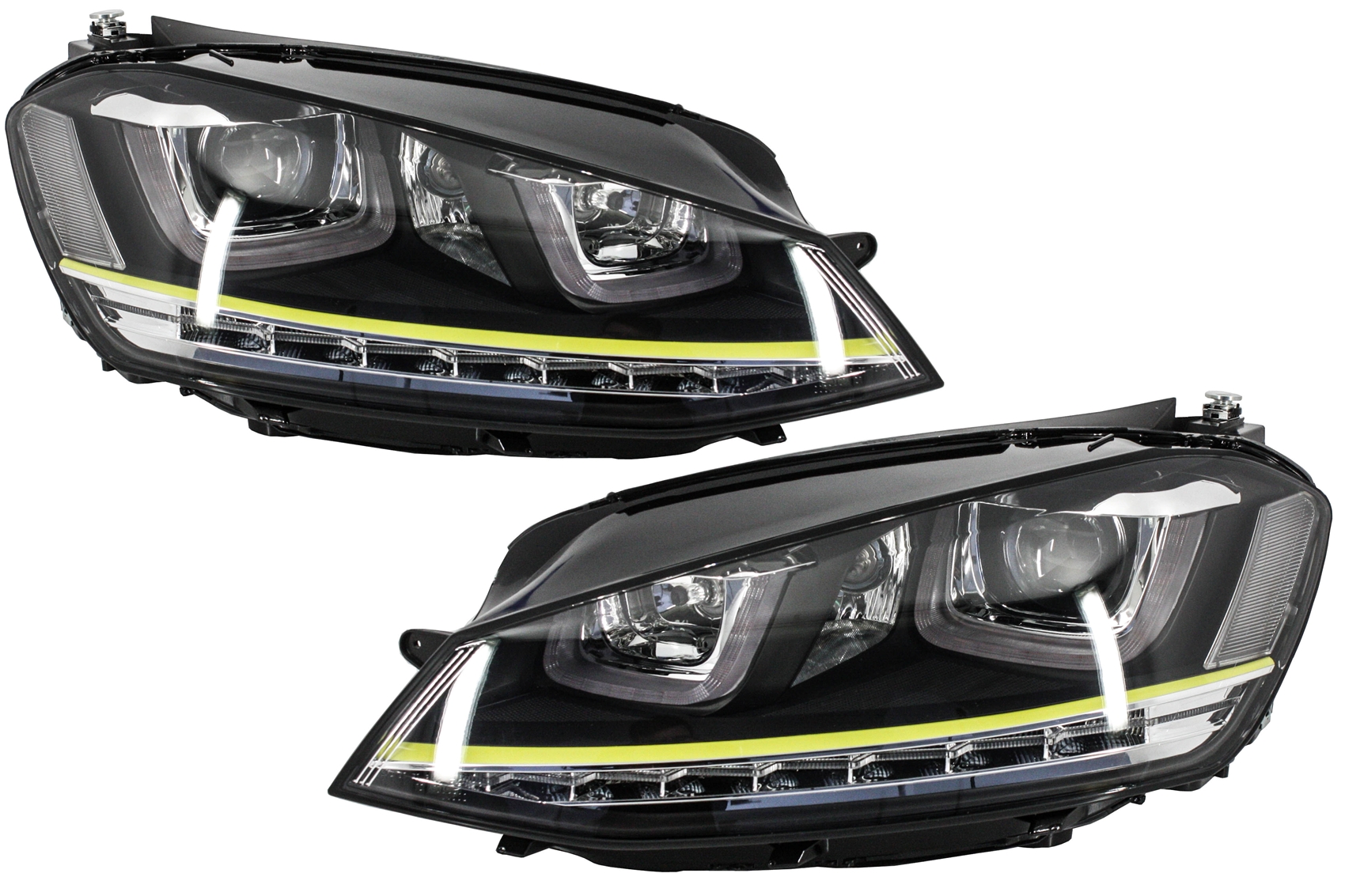 Fényszórók 3D LED DRL VW Golf 7 VII (2012-2017) sárga R400 Look LED irányjelző lámpához