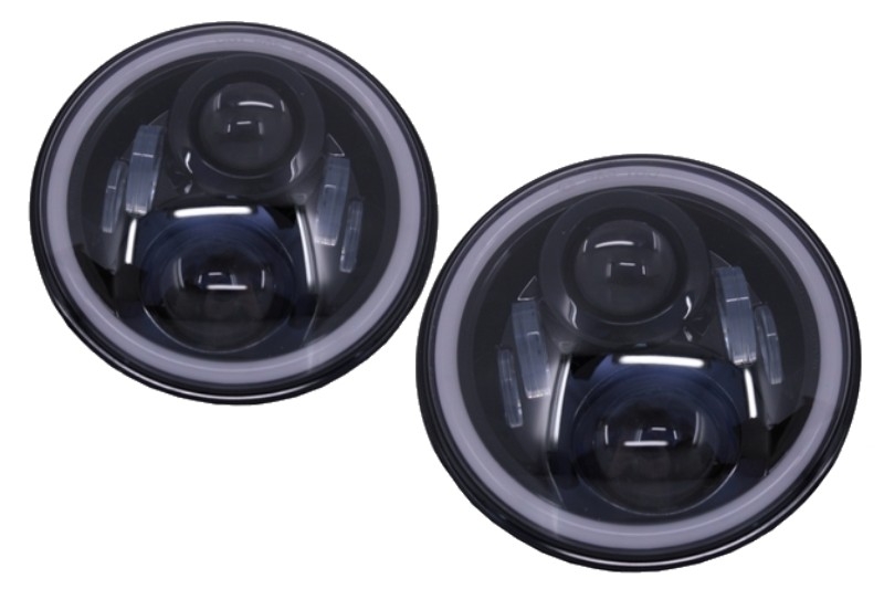7 hüvelykes CREE LED fényszórók Amber Halo DRL alkalmas Jeep Wrangler JK TJ LJ Land ROVER Defender Mercedes W463 fekete