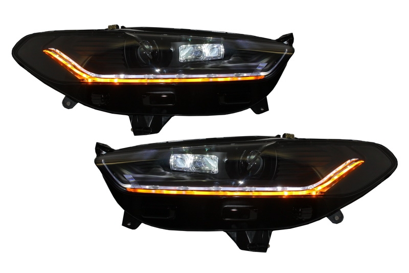 LED DRL fényszórók megfelelő Ford Mondeo MK5 (2013-2016) Flowing Dynamic Sequential Forning Lights Fekete