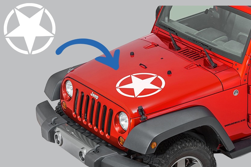 A Sticker Star univerzális Jeep Wrangler JK teherautóhoz vagy más autókhoz fehér