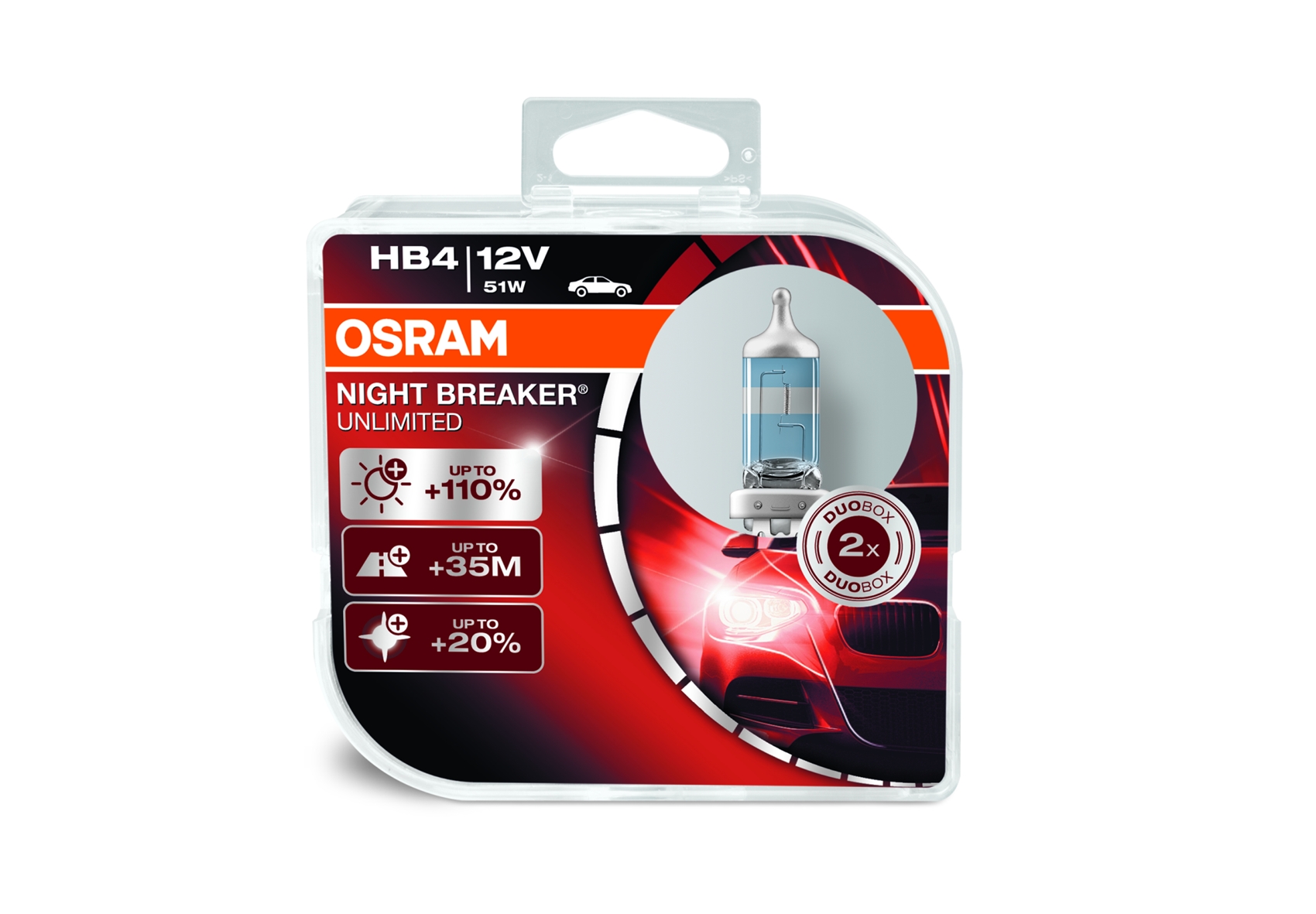 OSRAM NIGHT BREAKER UNLIMITED HB4 halogén fényszóró 9006NBU HCB 12V Duobox (2 db)