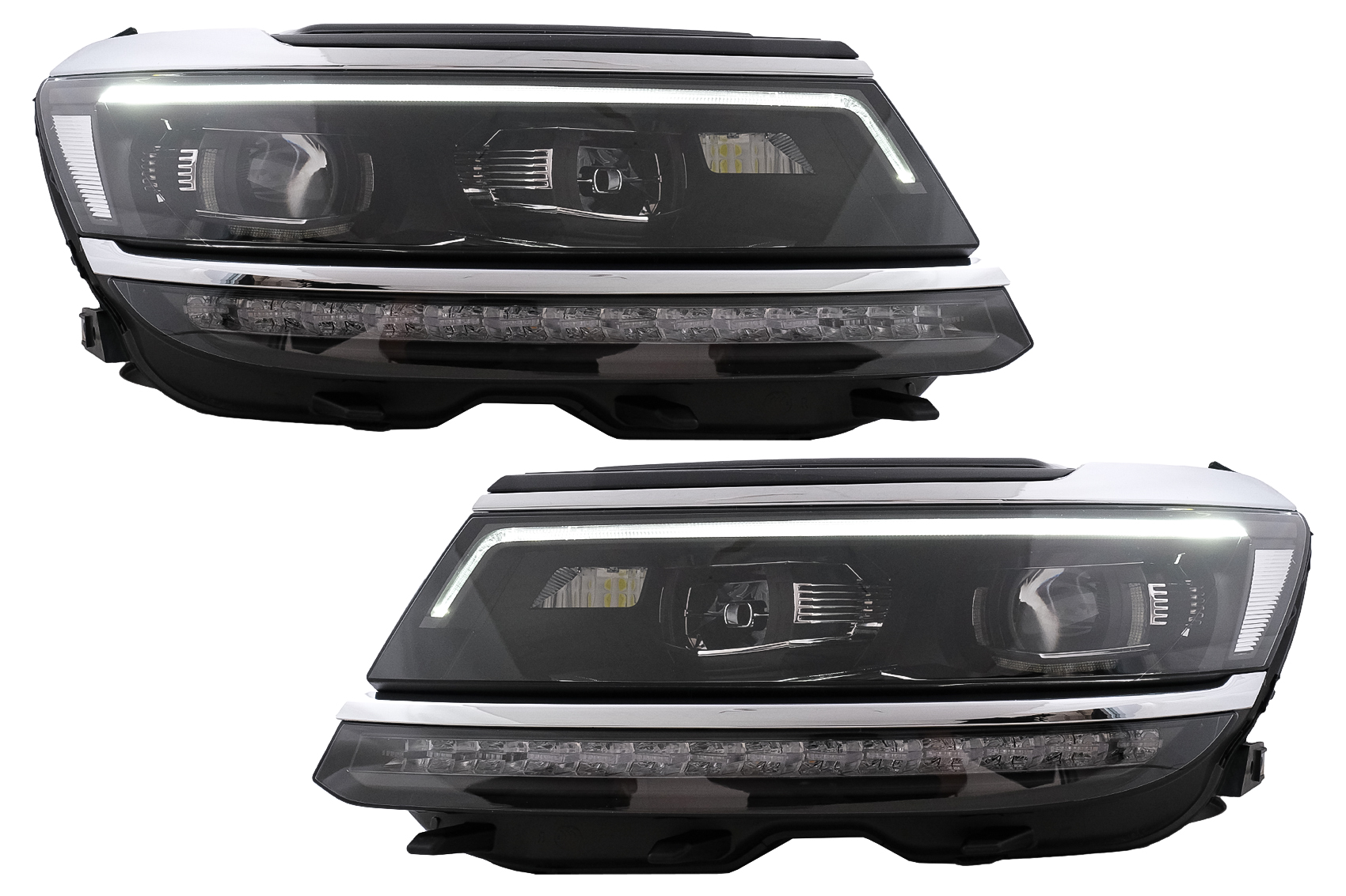 LED-es fényszórók a VW Tiguan II Mk2 (2016-2019) R-Line Matrix Design szekvenciális dinamikus kanyarodó lámpákhoz