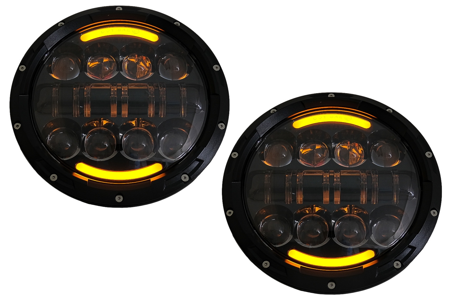7 hüvelykes CREE LED fényszórók Angel Eye Amber Halo DRL alkalmas Jeep Wrangler JK TJ LJ Land ROVER Defender Mercedes W463 fekete
