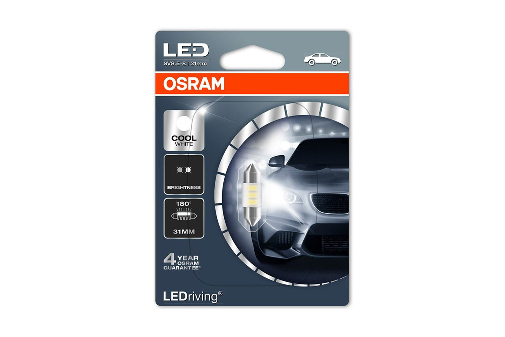 OSRAM LED utólag szabványos hideg fehér (6431CW) 0,5W 12V (SV8.5-8) 31mm