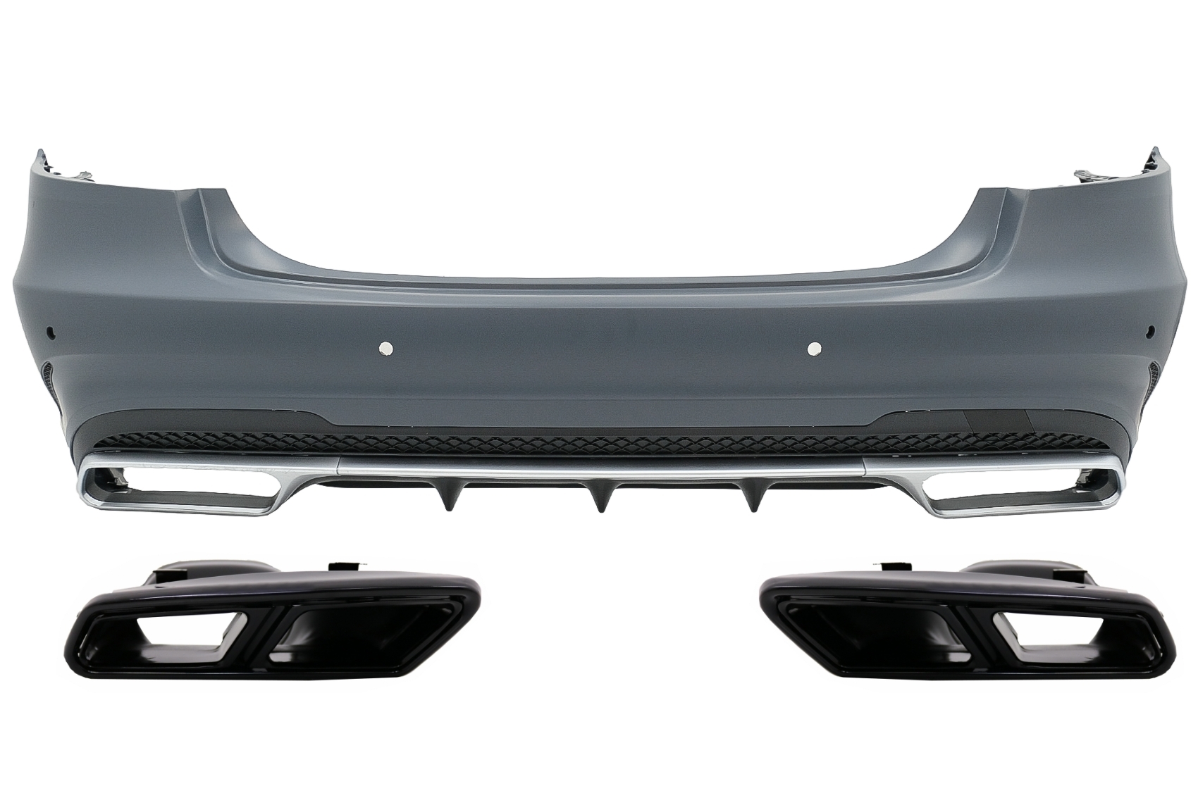Hátsó lökhárító kipufogó kipufogóvégekkel, Black Edition, alkalmas Mercedes E-osztály W212 Facelift (2013-2016) E63 Designhoz