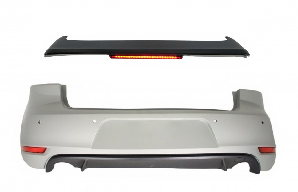 Hátsó lökhárító és tetőspoiler LED féklámpával, VW Golf 6 VI (2008-2012) GTI Designhoz