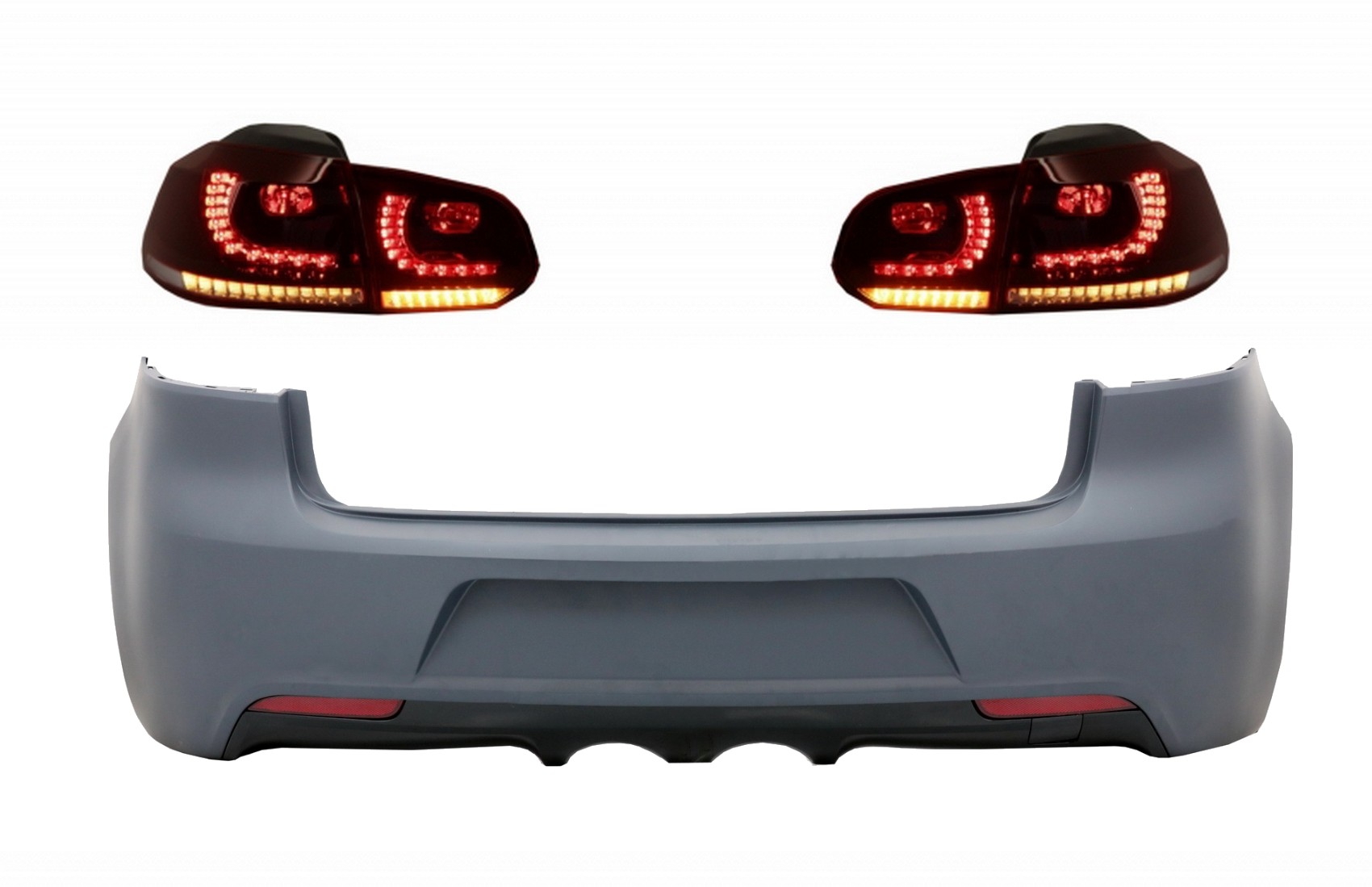 Hátsó lökhárító hátsó lámpákkal Full LED VW Golf VI (2008-2013) R20 Design dinamikus szekvenciális kanyarodólámpához (LHD és RHD)