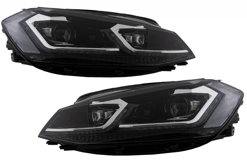 Bi-Xenon LED-es fényszórók megfelelő megjelenésű VW Golf 7.5 VII Facelifthez (2017-től) szekvenciális dinamikus kanyarodó lámpákkal