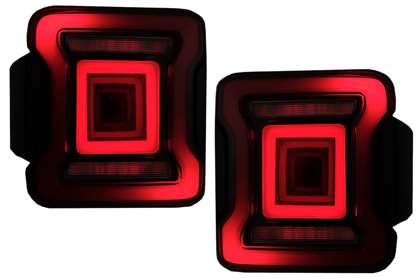 Teljes LED-es hátsó lámpák a Jeep Wrangler IV JL/JLU (2018-tól) RED modellhez dinamikus indítással és szekvenciális kanyarodó lámpákkal