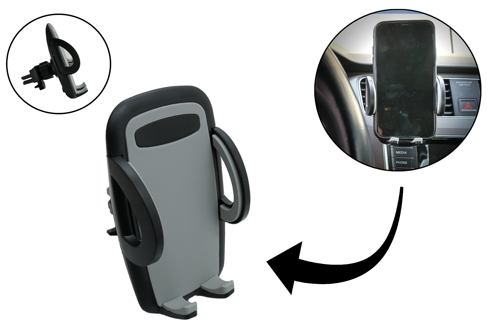 Autós szellőztető telefon mobiltelefon tartó univerzális 360°-ban forgatható