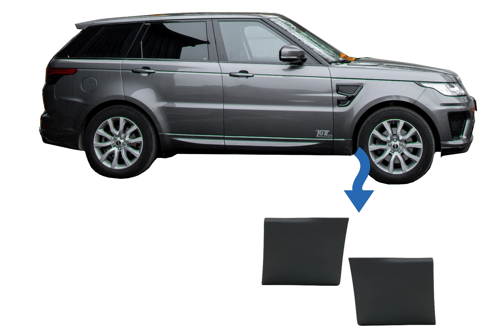 Első alsó sárvédő díszlécek Land Land Rover Range Rover Sport L494 (2013-tól) fekete
