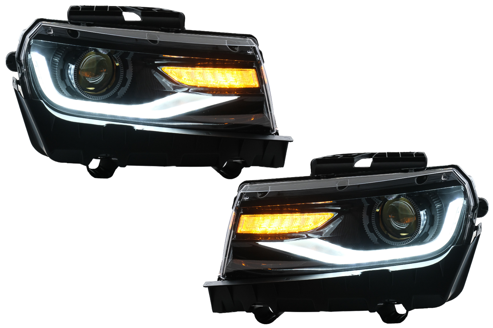 Chevrolet Camaro Mk5 Facelift (2014-2015) szekvenciális borostyánsárga dinamikus kanyarodó lámpák átalakítása 2016+ megjelenésre