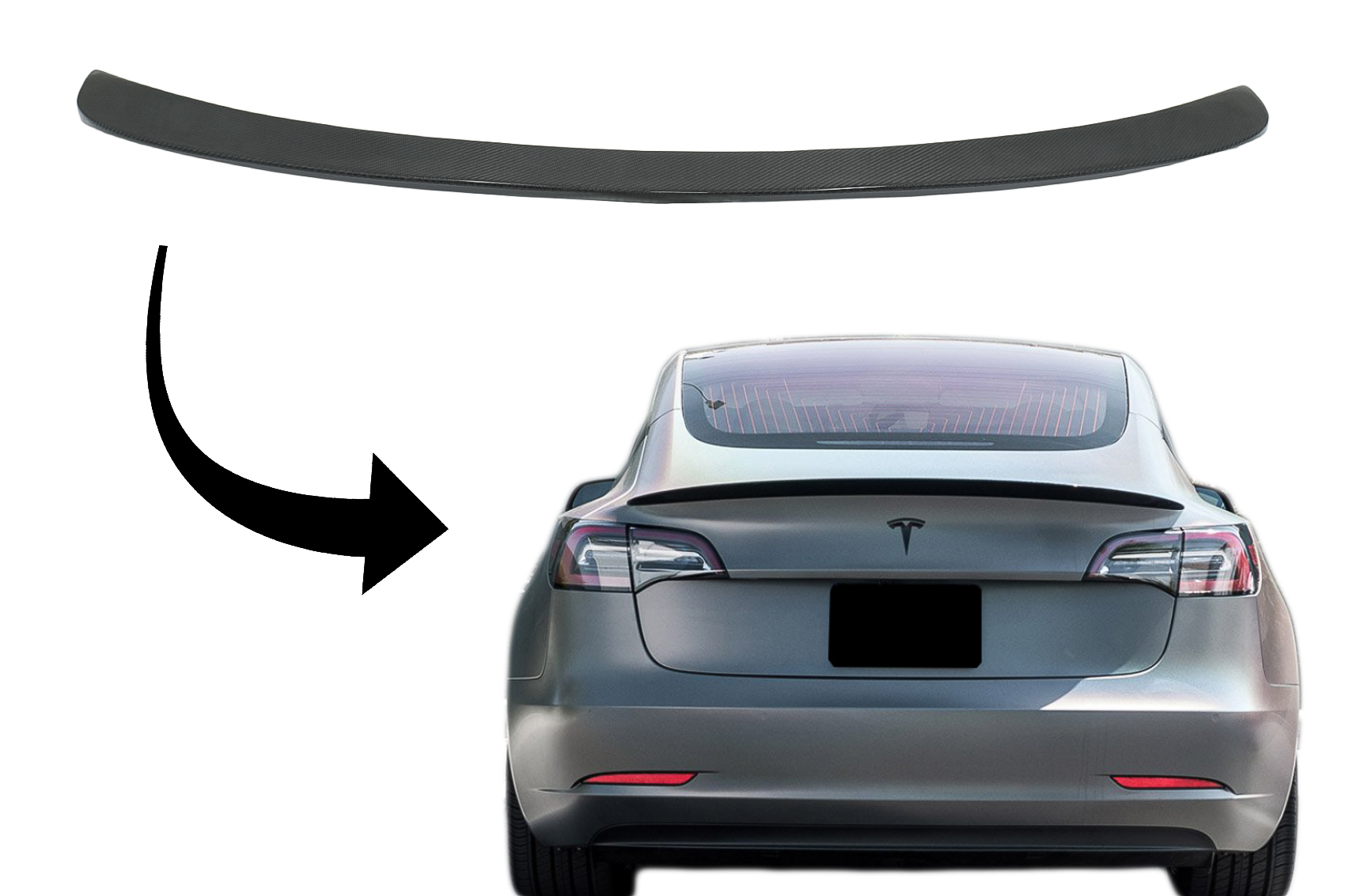 Csomagtér légterelő Tesla Model 3 (2017-től felfelé) Real Carbonhoz