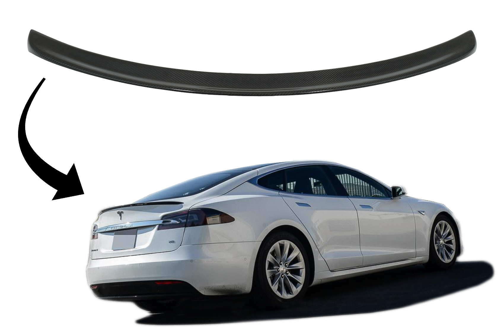 Csomagtér légterelő Tesla Model S (2012-től) Real Carbonhoz