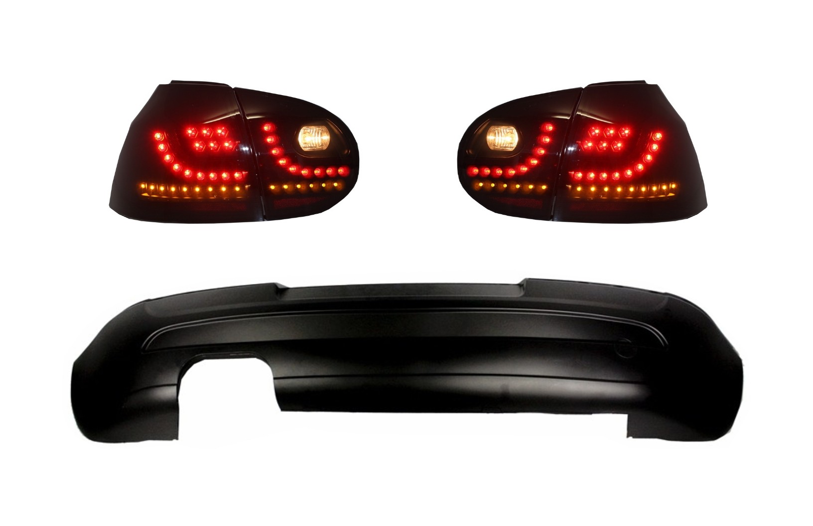 Hátsó lökhárító hosszabbítás LED-es hátsó lámpákkal Smoke alkalmas VW Golf 5 V (2003-2007) GTI Edition 30 Designhoz