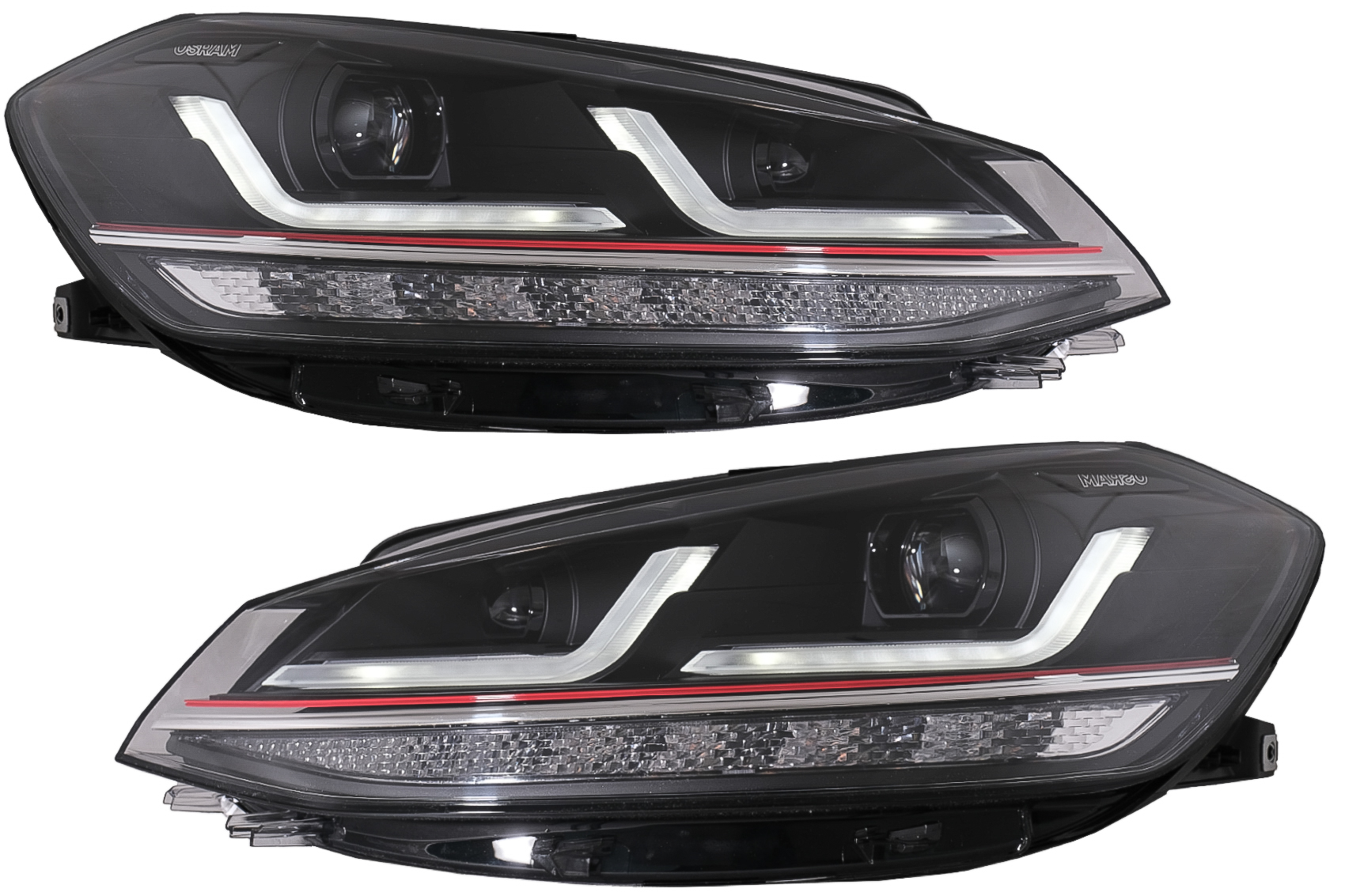Osram Full LED-es fényszórók LEDriving VW Golf 7.5 Facelifthez (2017-2020) GTI Look frissítés halogénhez dinamikus szekvenciális kanyarodó lámpákkal
