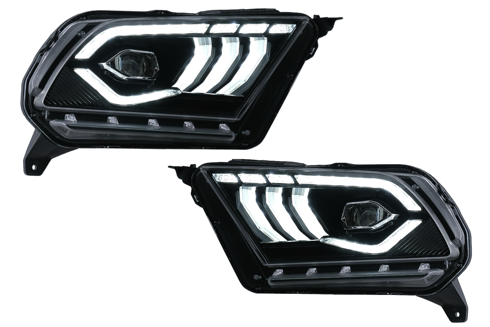 Teljes LED-es fényszórók a Ford Mustang V-hez (2010-2014), dinamikus szekvenciális kanyarodó lámpával