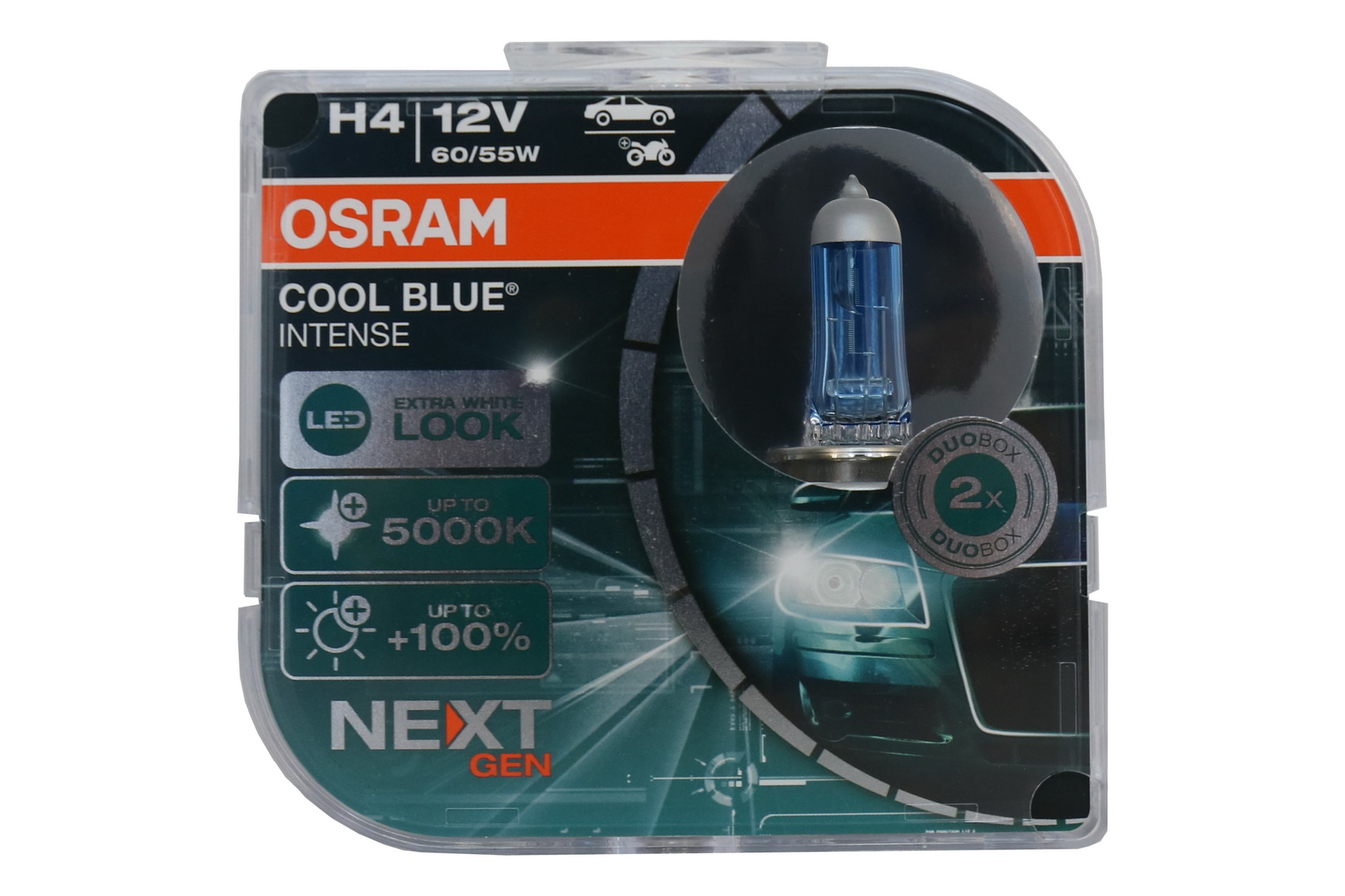 OSRAM COOL BLUE INTENSE NEXT GEN H4 halogén fényszóró 64193CBN-HCB 12V keménymag doboz (2 db)