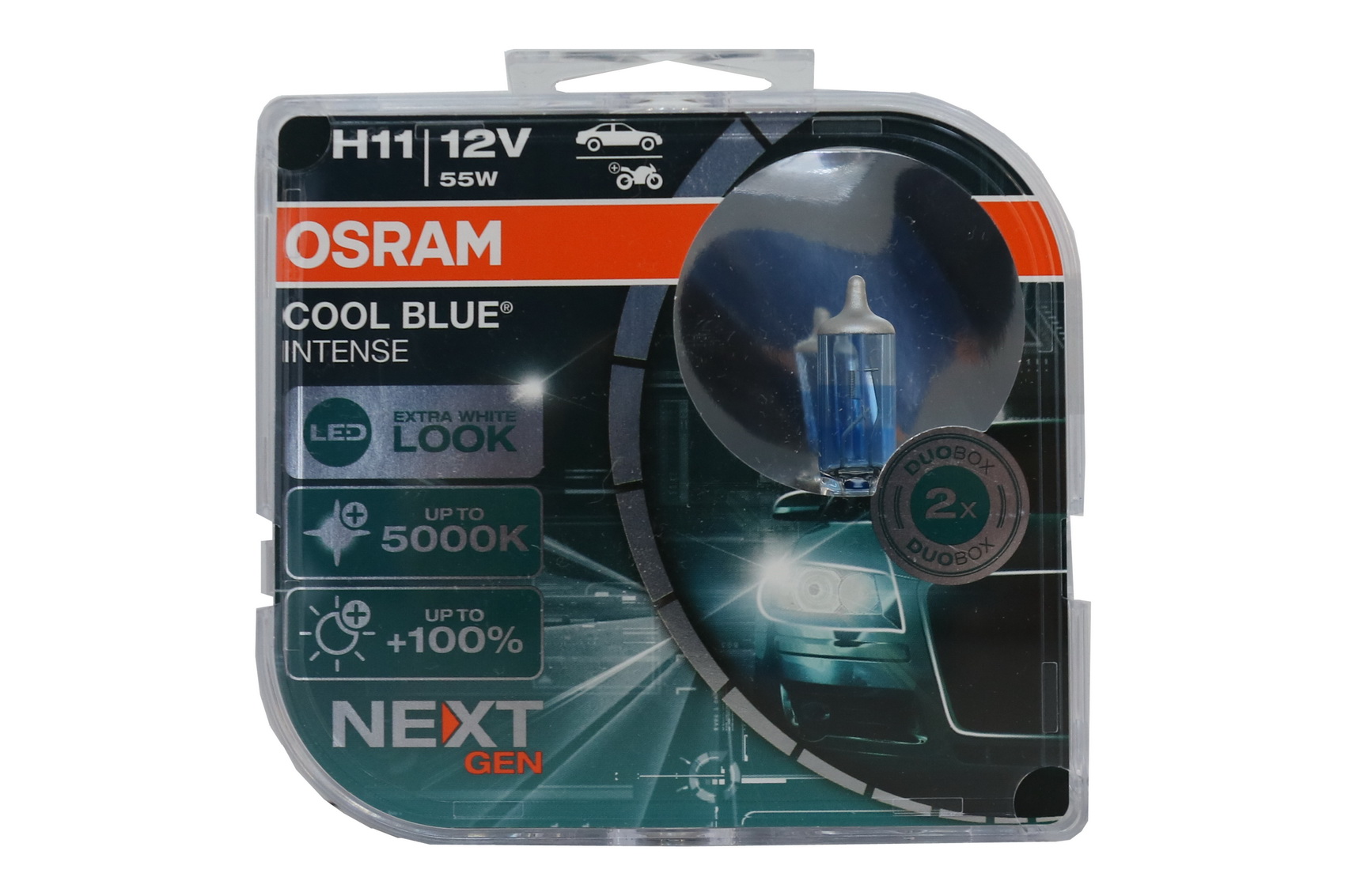 OSRAM COOL BLUE INTENSE NEXT GEN H11 halogén fényszóró 64211CBN-HCB 12V, kemény fedeles doboz (2 db)