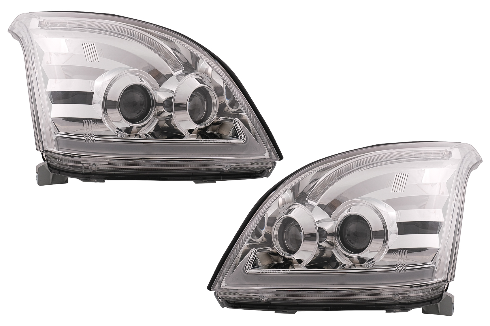 LED TUBE LIGHT Fényszórók Toyota Land Cruiser FJ120 (2003-2009) Chrome-hoz, dinamikus szelektív kanyarodó lámpákkal
