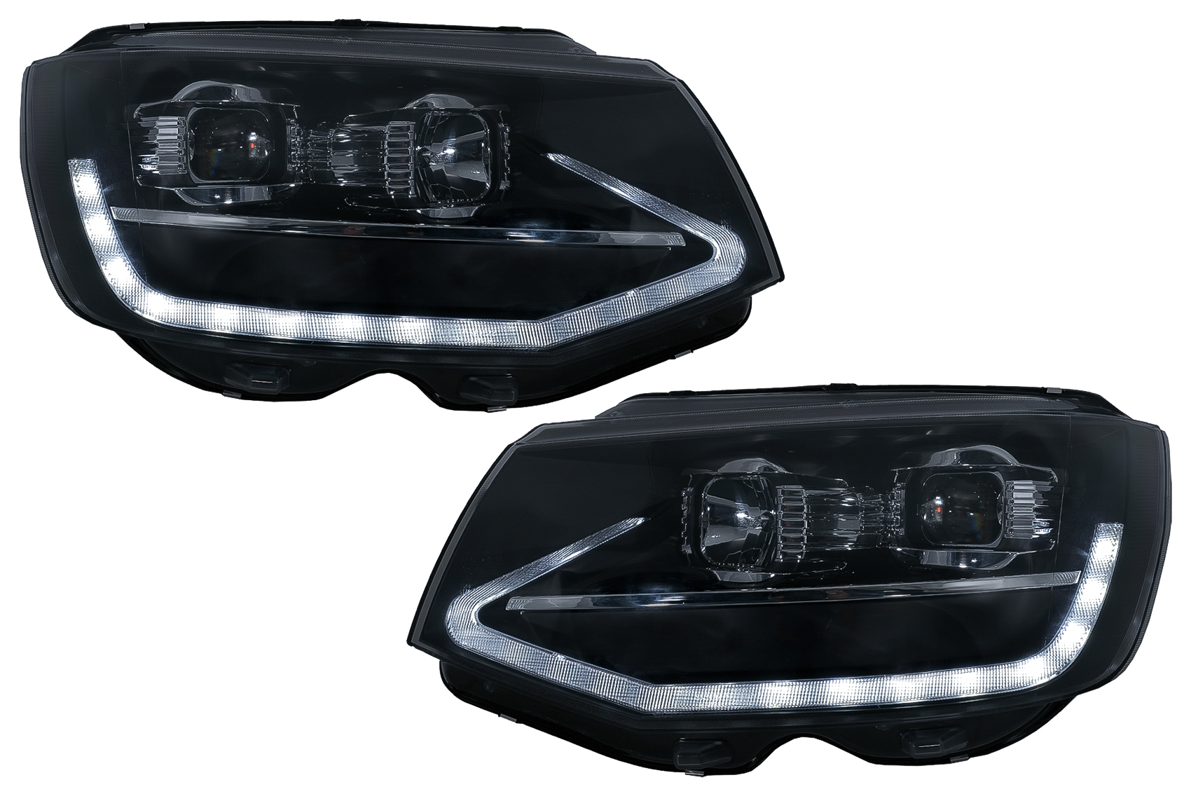 LED DRL TUBE LIGHT Fényszóró VW Transporter T6 (2015-2020) fekete dinamikus szekvenciális irányjelzőhöz