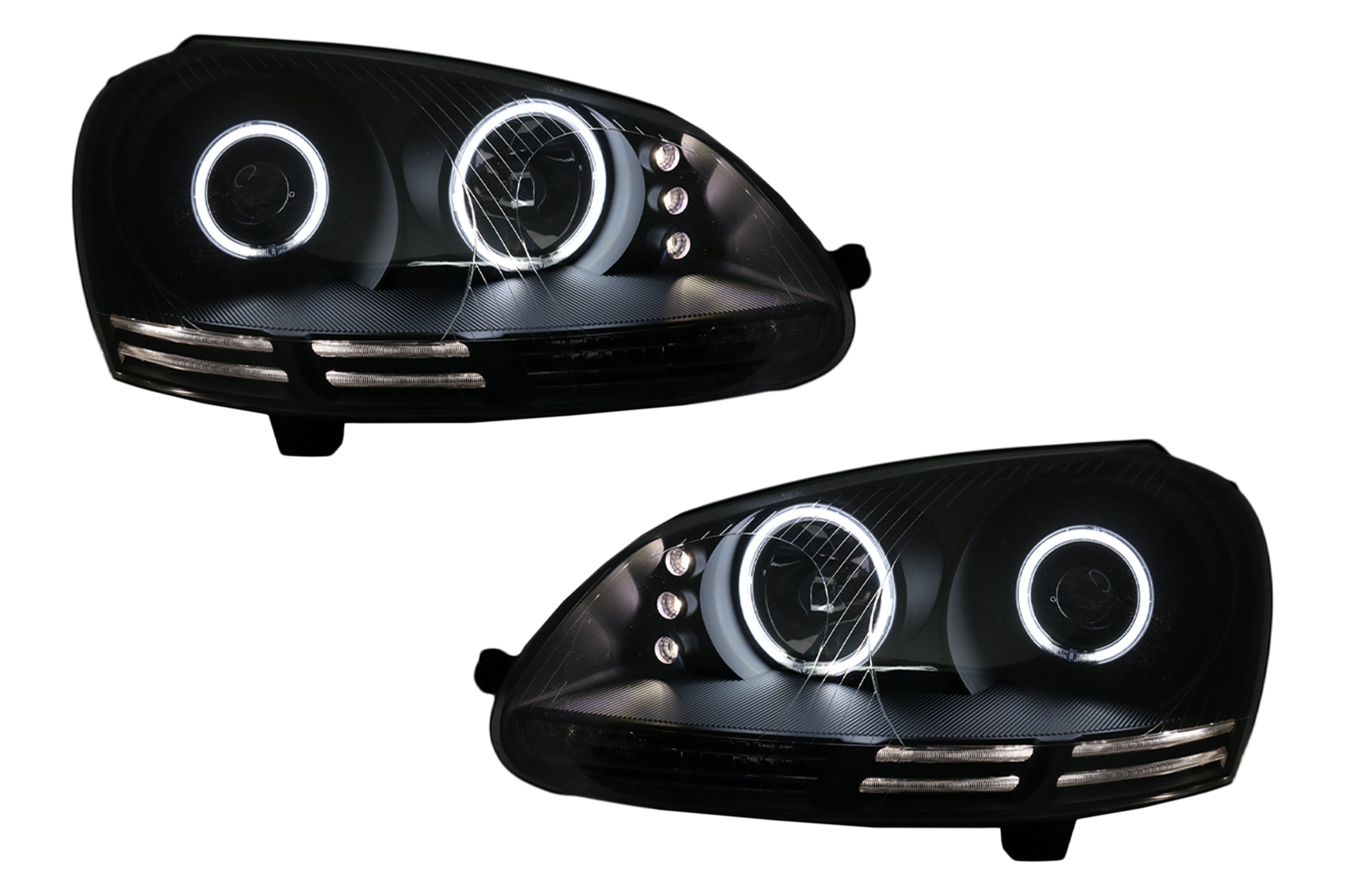 CCFL Angel Eyes LED fényszóró VW Golf V 5 Jetta 5 (2004-2009) fekete típushoz